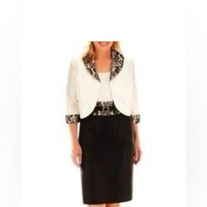 Dana Kay Lace Trim Dress With Jacket Plus Ivoryblk